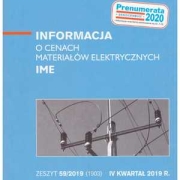 Sekocenbud IME Informacja o cenach materiałów elektrycznych 4 kwartał 2019; zeszyt 59/2019