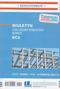 Sekocenbud BCA Biuletyn cen asortymentów robót 3 kwartał 2021; zeszyt 47/2021