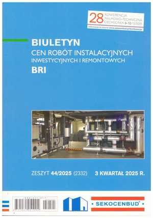 Sekocenbud BRI Biuletyn cen robót instalacyjnych 3 kwartał 2025, zeszyt nr 44/2025