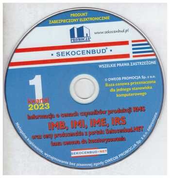 CD Sekocenbud RMS CD Informacja o cenach czynników produkcji: IMB, IMI, IME, IRS 1 kw. 2023 r.