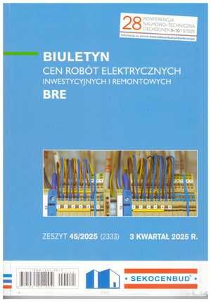 Sekocenbud BRE Biuletyn cen robót elektrycznych 3 kwartał 2025, zeszyt nr 45/2025