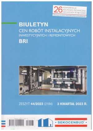 Sekocenbud BRI Biuletyn cen robót instalacyjnych 3 kwartał 2023, zeszyt 44/2023