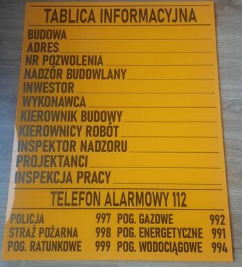 Tablica Informacyjna 70x90cm