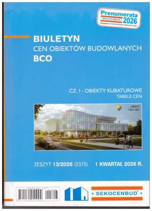 Sekocenbud BCO część 1 obiekty kubaturowe - 1 kwartał 2026; zeszyt 13/2026