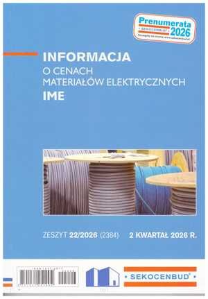 Sekocenbud IME Informacja o cenach materiałów elektrycznych 2 kwartał 2026, zeszyt 22/2026