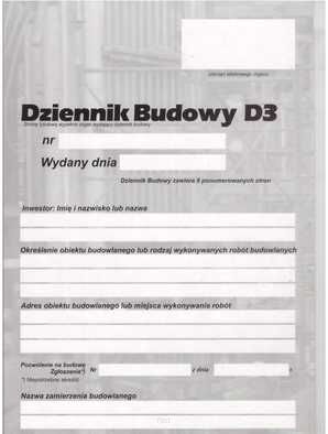 Dziennik budowy D3-2023 - 8 stron