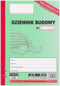 Dziennik budowy samokopiujący 40 kartek