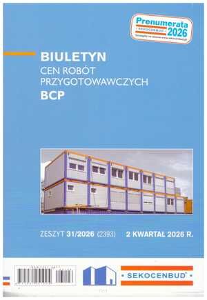 Sekocenbud BCP Biuletyn cen robót przygotowawczych 2 kwartał 2026; zeszyt 31/2026
