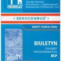 Sekocenbud BCP Biuletyn cen robót przygotowawczych 1 kwartał 2016; zeszyt 12/2016