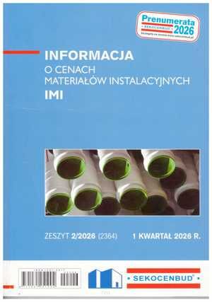 Sekocenbud IMI Informacja o cenach materiałów instalacyjnych 1 kwartał 2026